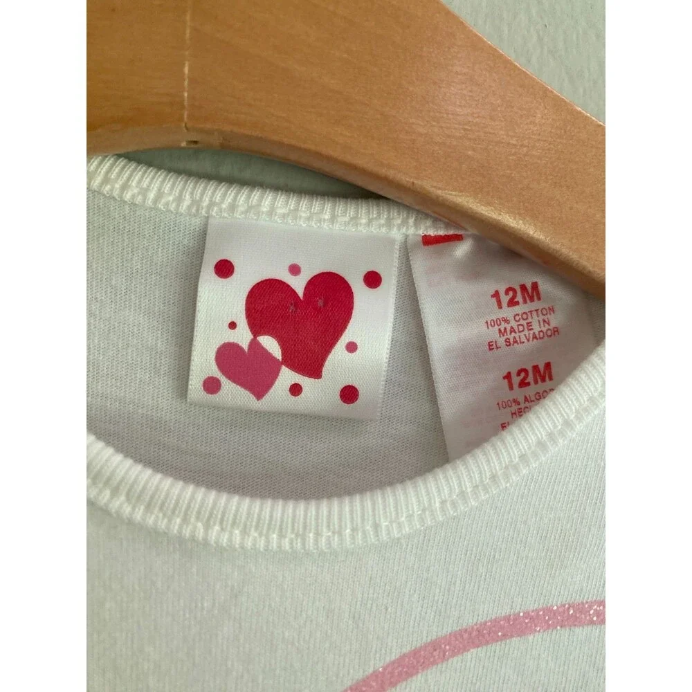 Valentines Be Mine Layered Hearts Cotton Long Sleeve 12M Baby Toddler White